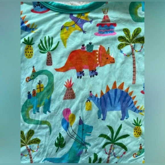 VGUC Little Sleepies Birthday Dinosaurs 2 Piece Shorts Pajama Set 12-18 months - Picture 2 of 5